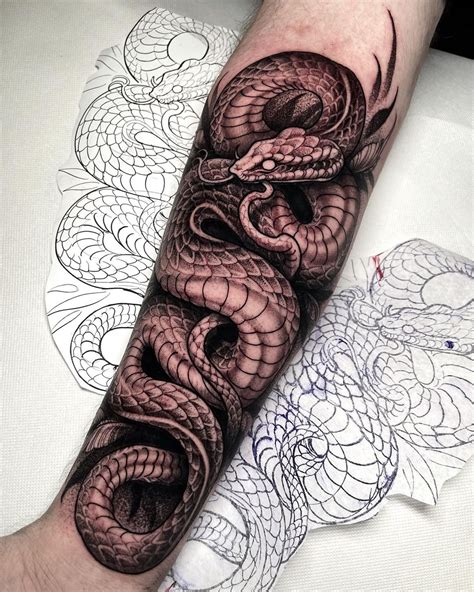 hand snake tattoo|realistic snake head tattoo.